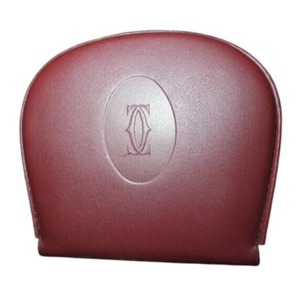 Cartier Must De Cartier Bordeaux Leather Coin Pouch Case Wallet w/ COA Vintage - Picture 1 of 11